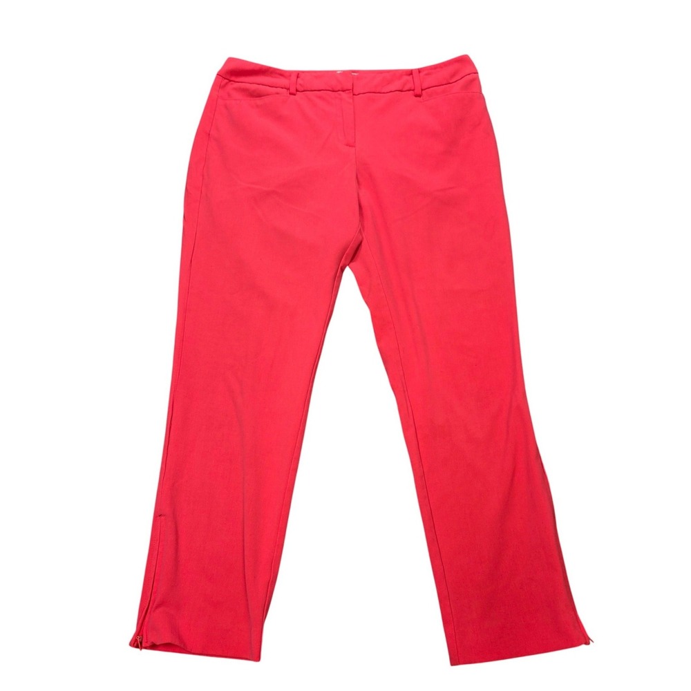 New York & Company Stretch Dress Pants Women's Size 8 Coral Pink Ankle Zip